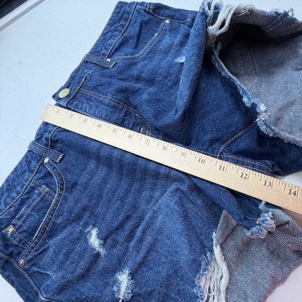 Seven7 Cotton Denim Shorts Womens Distressed Cutoff Weekend Short Blue 12 - Picture 7 of 8